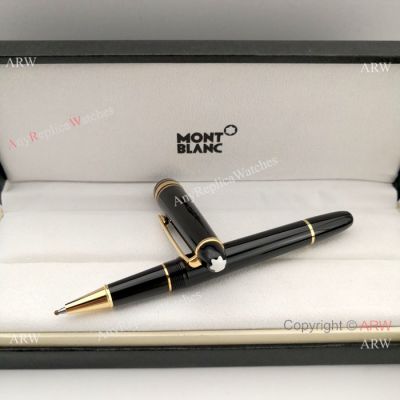 NEW UPGRADED Montblanc Meisterstuck 145 Classique Black Gold Trim Rollerball Pen
